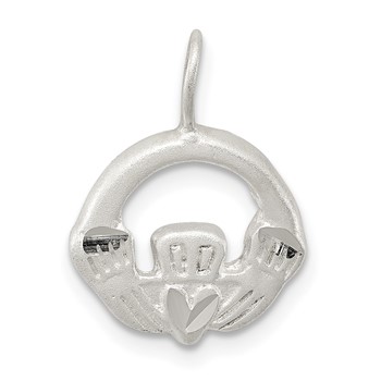 Sterling Silver Satin Claddagh Charm