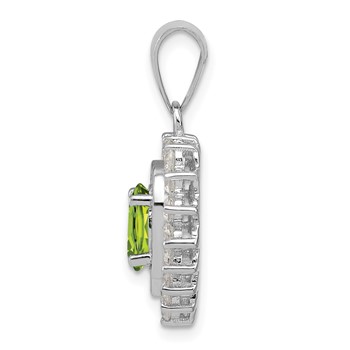 Sterling Silver Rhodium-plated Peridot and CZ Pendant — alternate view