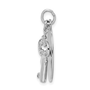 Sterling Silver Rhodium-plated key Charm — alternate view