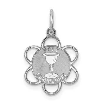 Sterling Silver Rhodium-plated Holy Communion Disc Charm