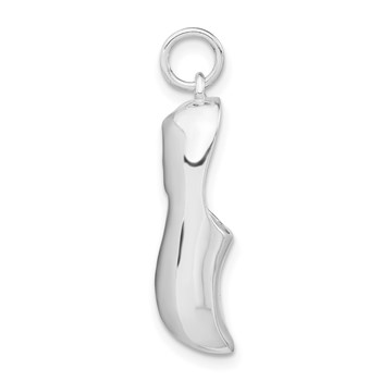 Sterling Silver 3-D Polished Wooden Shoe Pendant — alternate view