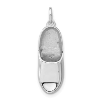 Sterling Silver 3-D Polished Wooden Shoe Pendant