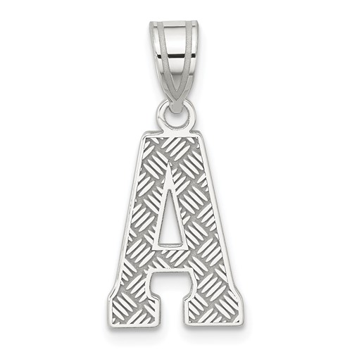 Sterling Silver Rhodium-plated Letter A Initial Pendant