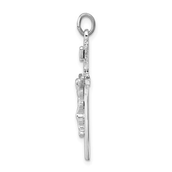Sterling Silver Platinum-plated INRI Crucifix Pendant — alternate view
