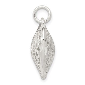 Sterling Silver Fancy Filigree Puffed Heart Charm — alternate view