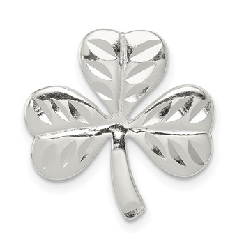 Sterling Silver Polished Diamond-cut Shamrock Chain Slide