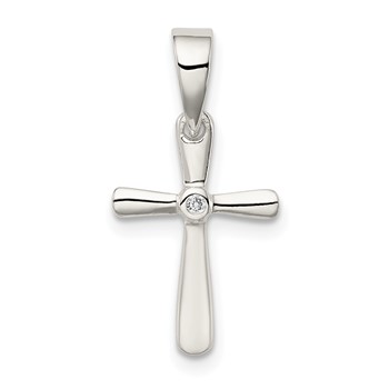 Sterling Silver CZ Cross Pendant