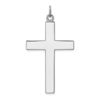 Sterling Silver Platinum-plated Cross Lord's Prayer Pendant