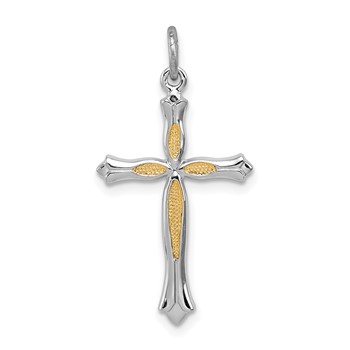 Sterling Silver Platinum-plated and Vermeil Cross Pendant