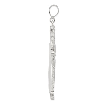 Sterling Silver Diamond-cut & Textured Iona Cross Pendant — alternate view