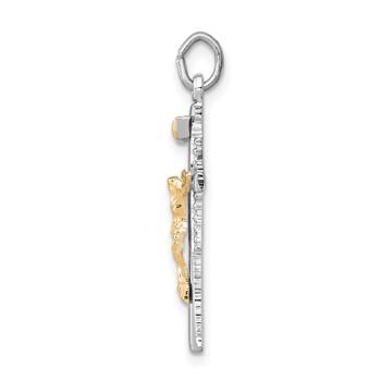 Sterling Silver Platinum-plated & Vermeil INRI Crucifix Charm — alternate view