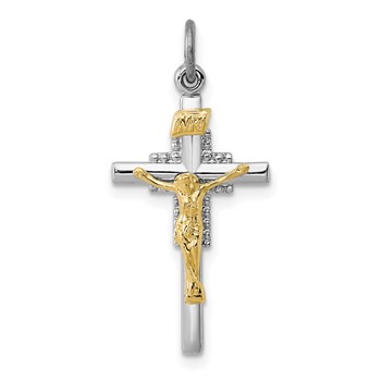 Sterling Silver Platinum-plated & Vermeil INRI Crucifix Charm