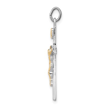 Sterling Silver Platinum-plated & Vermeil INRI Crucifix Charm — alternate view