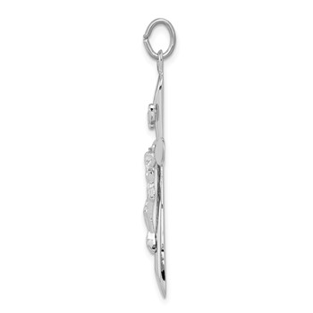 Sterling Silver Platinum-plated INRI Crucifix Pendant — alternate view
