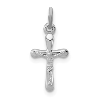 Sterling Silver Platinum-plated Crucifix Charm