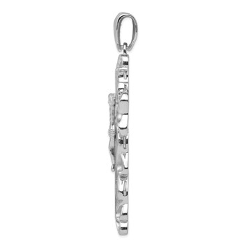 Sterling Silver Rhodium-plated CZ Crucifix Pendant — alternate view
