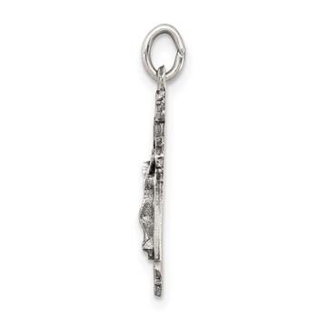 Sterling Silver Antiqued INRI Crucifix Pendant — alternate view