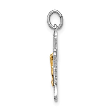 Sterling Silver Platinum-plated & Vermeil Crucifix Charm — alternate view