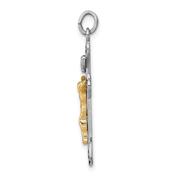Sterling Silver Platinum-plated & Vermeil Crucifix Pendant — alternate view