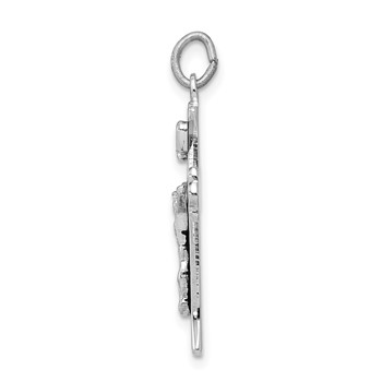 Sterling Silver Platinum-plated Enameled INRI Crucifix Charm — alternate view