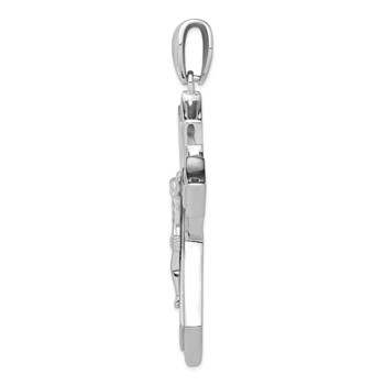 Sterling Silver Rhodium-plated CZ Crucifix Pendant — alternate view