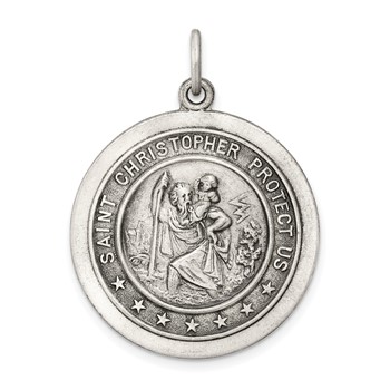 Sterling Silver Antiqued St. Christopher Medal