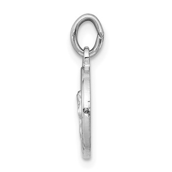 Sterling Silver Platinum-plated Angel Medal Charm — alternate view