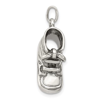 Sterling Silver Antiqued Baby Shoe Pendant — alternate view