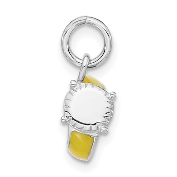 Sterling Silver Rhodium-plated & Yellow Enameled Ring Charm — alternate view