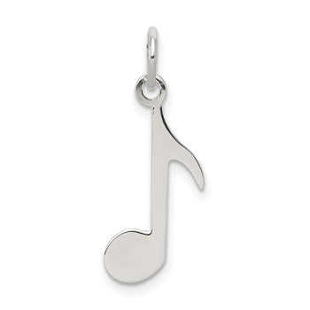 Sterling Silver Rhodium-plated Musical Note Polished Charm