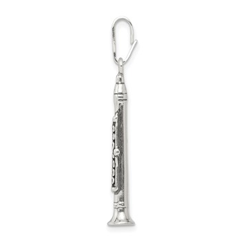 Sterling Silver Antiqued Clarinet Charm — alternate view