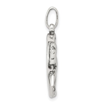 Sterling Silver Antiqued Horse in Horseshoe Charm — alternate view