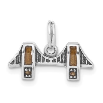 Sterling Silver Antiqued Enameled & Marcasite Bridge Charm