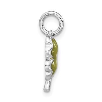 Sterling Silver Polished Green Enamel 4 Leaf Clover Charm — alternate view