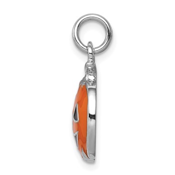 Sterling Silver Rhodium-plated Orange Jack-a-Lantern Charm — alternate view
