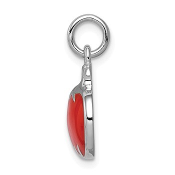 Sterling Silver Rhodium-plated Orange Enameled Pumpkin Charm — alternate view