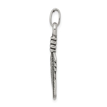 Sterling Silver Antiqued Feather Charm — alternate view