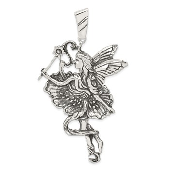 Sterling Silver Antiqued Fairy Pendant