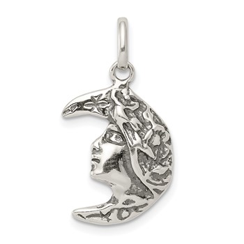Sterling Silver Antiqued Moon Charm