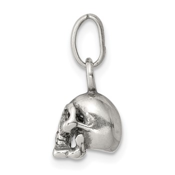 Sterling Silver Antiqued Skull Charm — alternate view