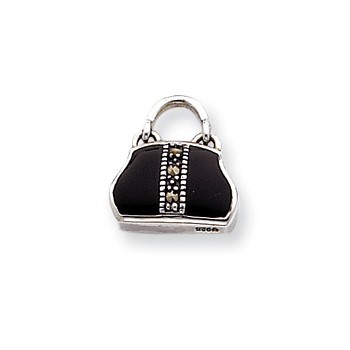 Sterling Silver Marc/ Enameled Purse Charm