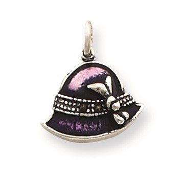 Sterling Silver Enameled Purple Hat Charm