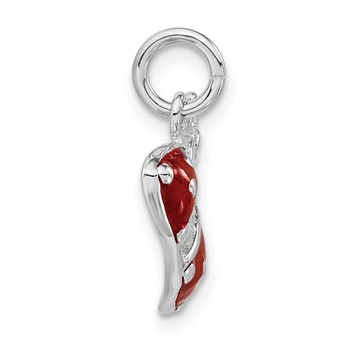 Sterling Silver Rhodium-plated Enameled Red Bikini Top Charm — alternate view