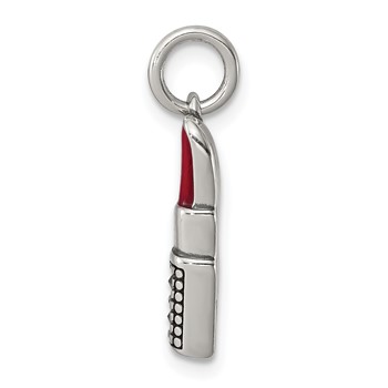 Sterling Silver Antiqued Enameled Lipstick Charm — alternate view