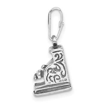 Sterling Silver 3-D Polished & Antiqued Cash Register Charm — alternate view