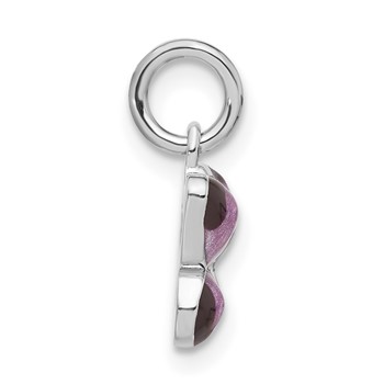 Sterling Silver Rhodium-plated Rhod Enameled Purple Butterfly — alternate view