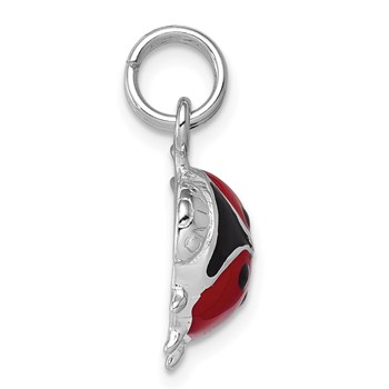Sterling Silver Rhodium-platedEnamel Ladybug Charm — alternate view