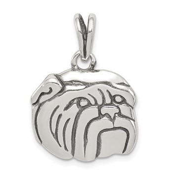 Sterling Silver Antiqued Bulldog Charm