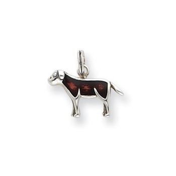 Sterling Silver Rhod Enameled Brown Dog