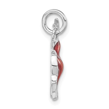 Sterling Silver Polished Brown & Red Enameled Reindeer Charm — alternate view